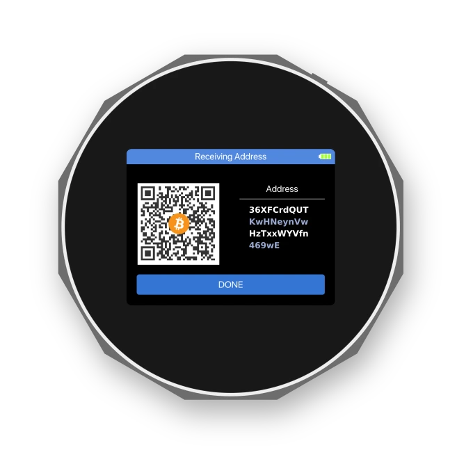 Adresse de réception sur le V20