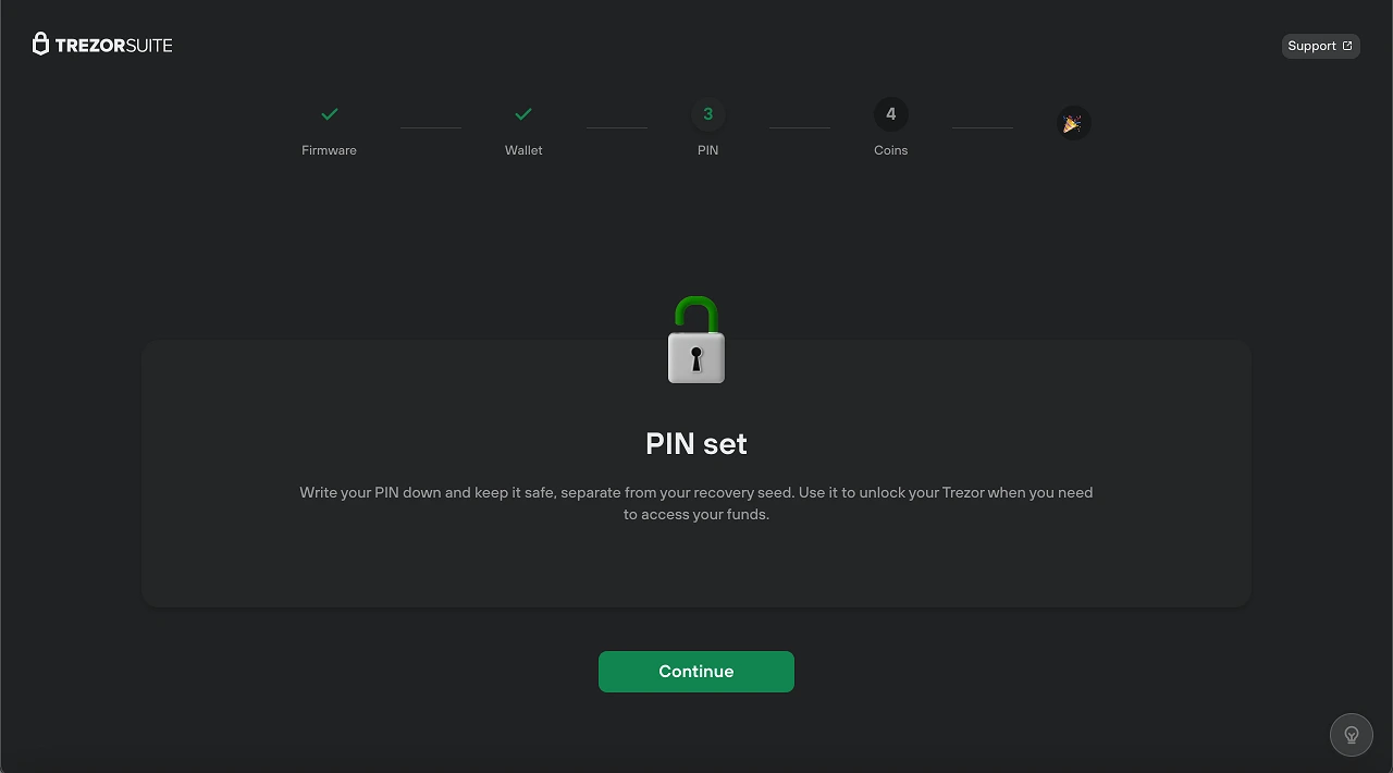Code PIN définit